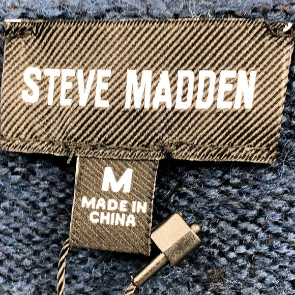 STEVE MADDEN Women's Colorblock V Neck Sweater Medium Blue/Black Long Sleeve NWT - Picture 5 of 7